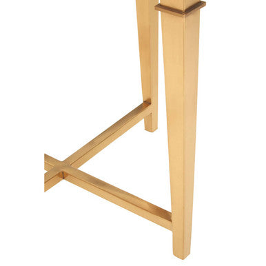 Alvaro Gold Stainless Steel Side Table with White Marble Top