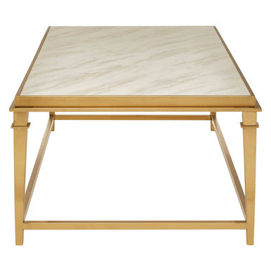 Alvaro Rectangular Coffee Table With White Marble Top