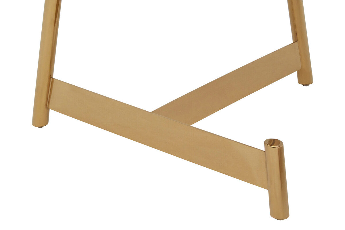 Alvaro Gold Metal Set of 2 Round Tables with Raised Rims