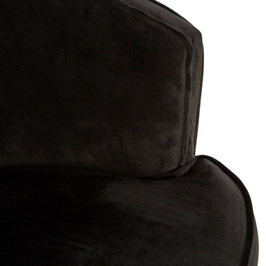 Louxor Black Velvet Round Chair with Gold Finish Legs