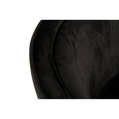 Louxor Black Velvet Round Chair with Gold Finish Legs