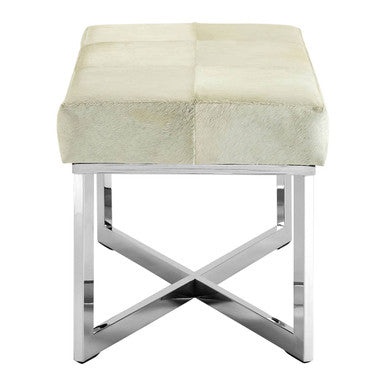 Kensington Townhouse Grey Hair on Leather Bench with Stitched Detail