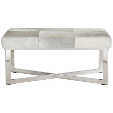 Kensington Townhouse Grey Hair on Leather Bench with Stitched Detail