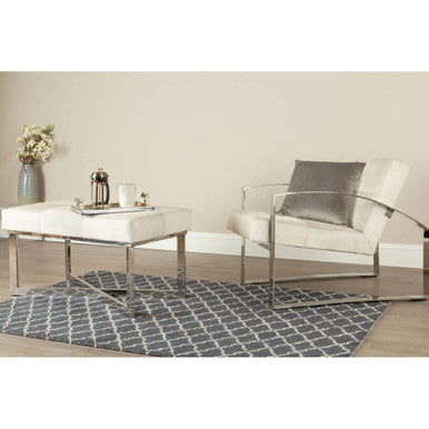 Kensington Townhouse Grey Hair on Leather Bench with Stitched Detail