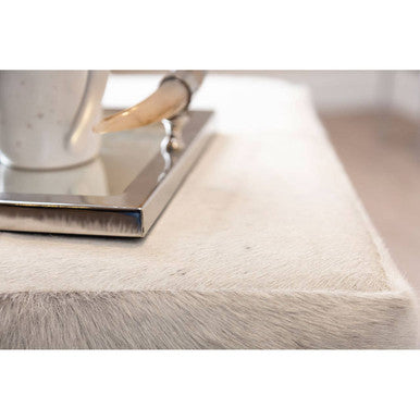 Kensington Townhouse Grey Hair on Leather Bench with Stitched Detail