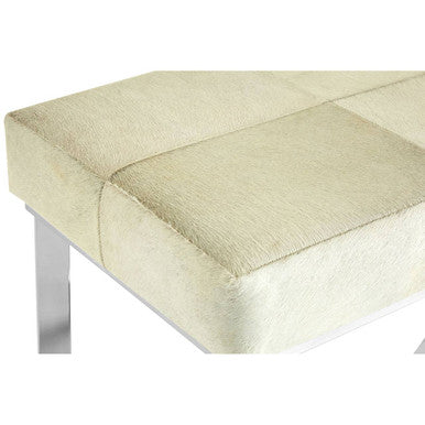Kensington Townhouse Grey Hair on Leather Bench with Stitched Detail