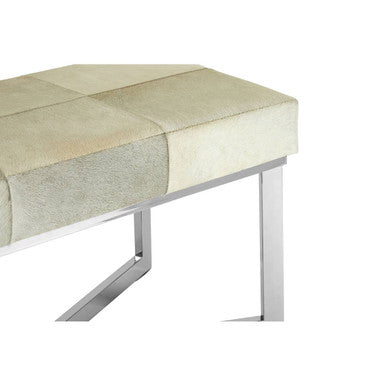 Kensington Townhouse Grey Hair on Leather Bench with Stitched Detail