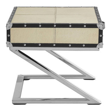 Leather End Table with Metallic Stud Detail and Mango Wood Storage | Kensington Townhouse