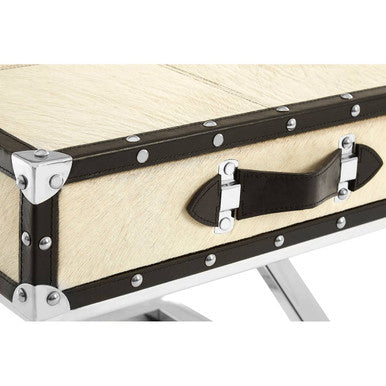 Leather End Table with Metallic Stud Detail and Mango Wood Storage | Kensington Townhouse