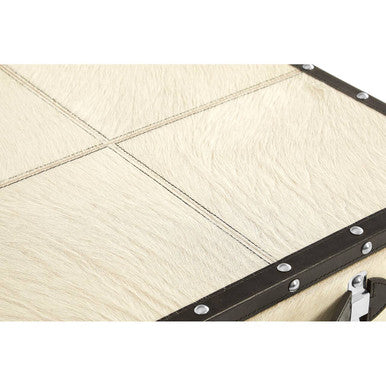 Leather End Table with Metallic Stud Detail and Mango Wood Storage | Kensington Townhouse