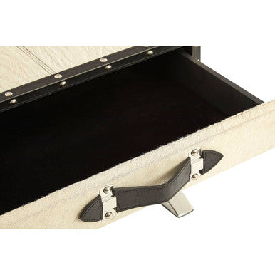 Leather End Table with Metallic Stud Detail and Mango Wood Storage | Kensington Townhouse