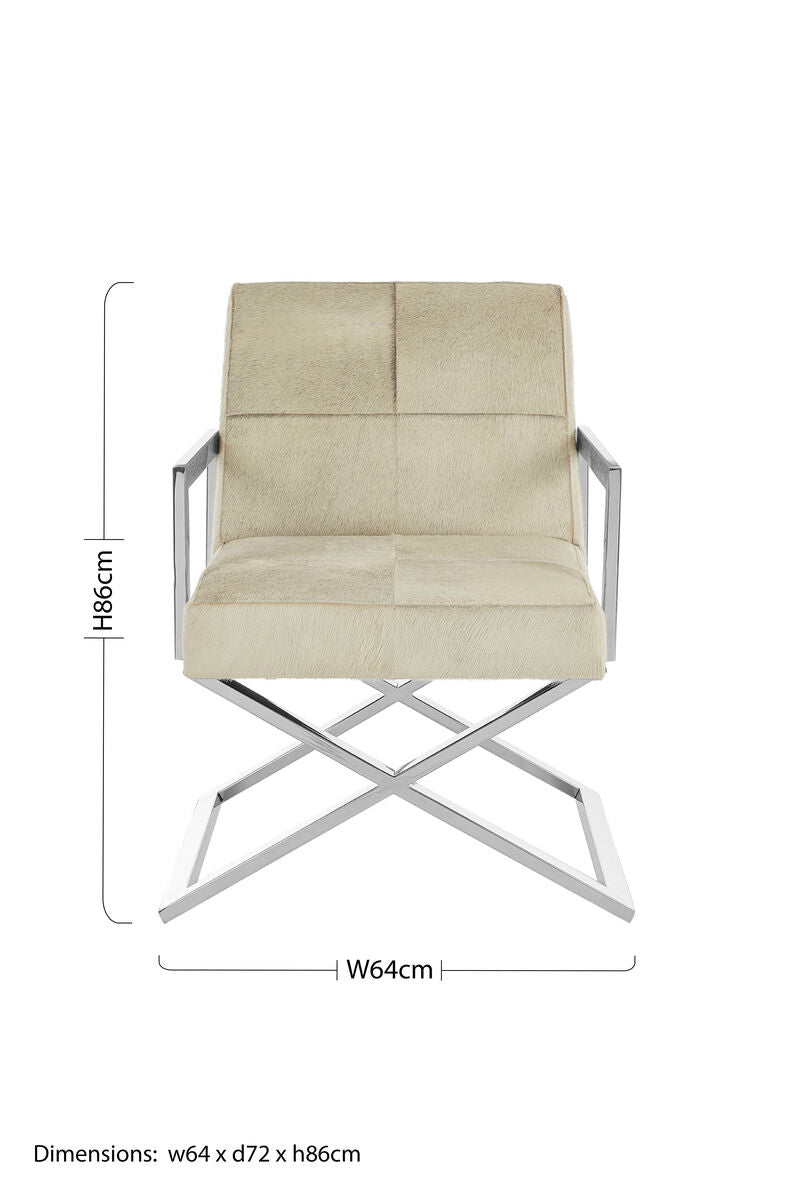 Kensington Townhouse Grey Hair on Leather Chair with Stainless Steel Frame