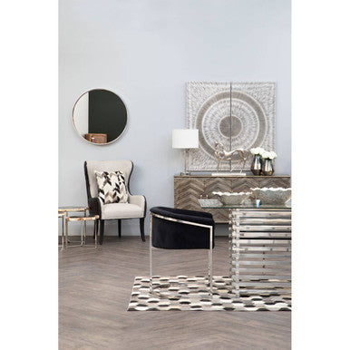 Silver Dining Table with Clear Tempered Glass Top | Vogue