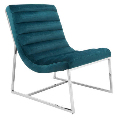 Vogue Teal Velvet Curved Lounge Chair