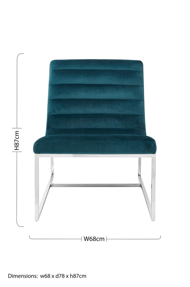 Teal Velvet Curving Profile Lounge Chair | Vogue