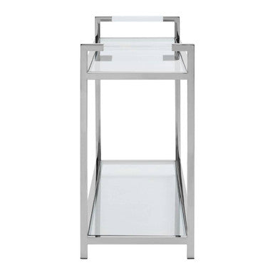 Silver Stainless Steel Base and Tempered Glass Console Table with Two Display Tiers | Vogue