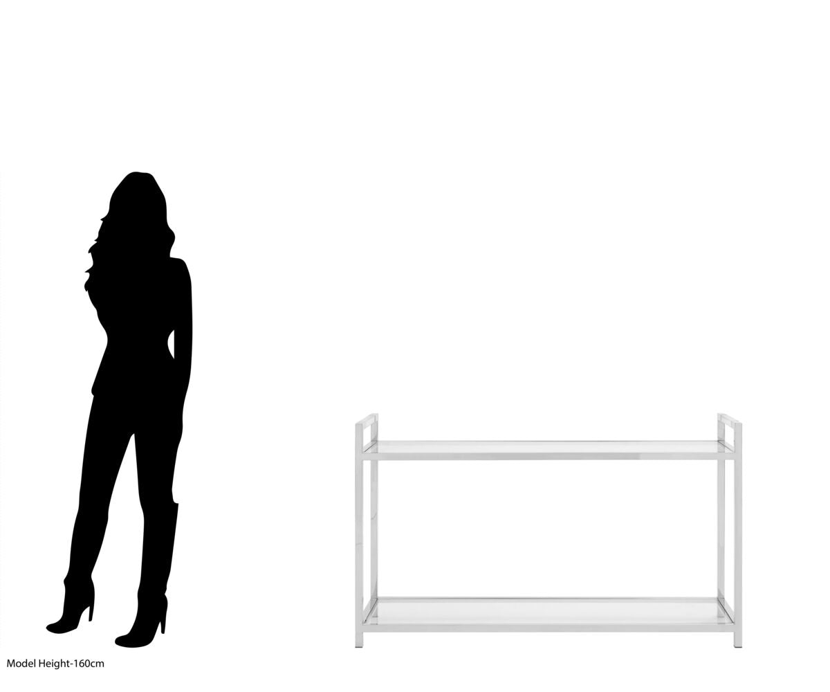 Vogue Stainless Steel Console Table With Glass Top