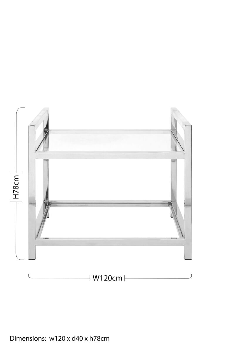 Silver Two Tier Square End Table with Glass Top | Vogue
