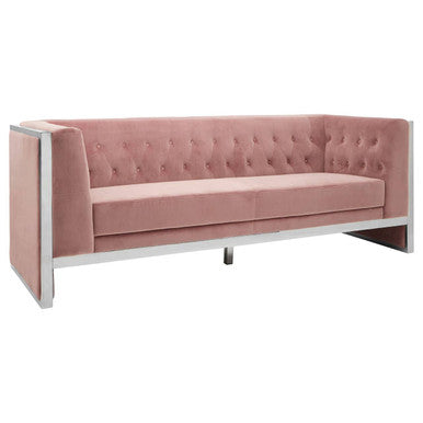 Vogue 3 Seat Pink Velvet Sofa