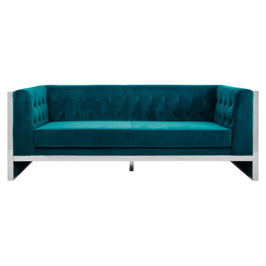 Vogue 3 Seat Teal Velvet Sofa