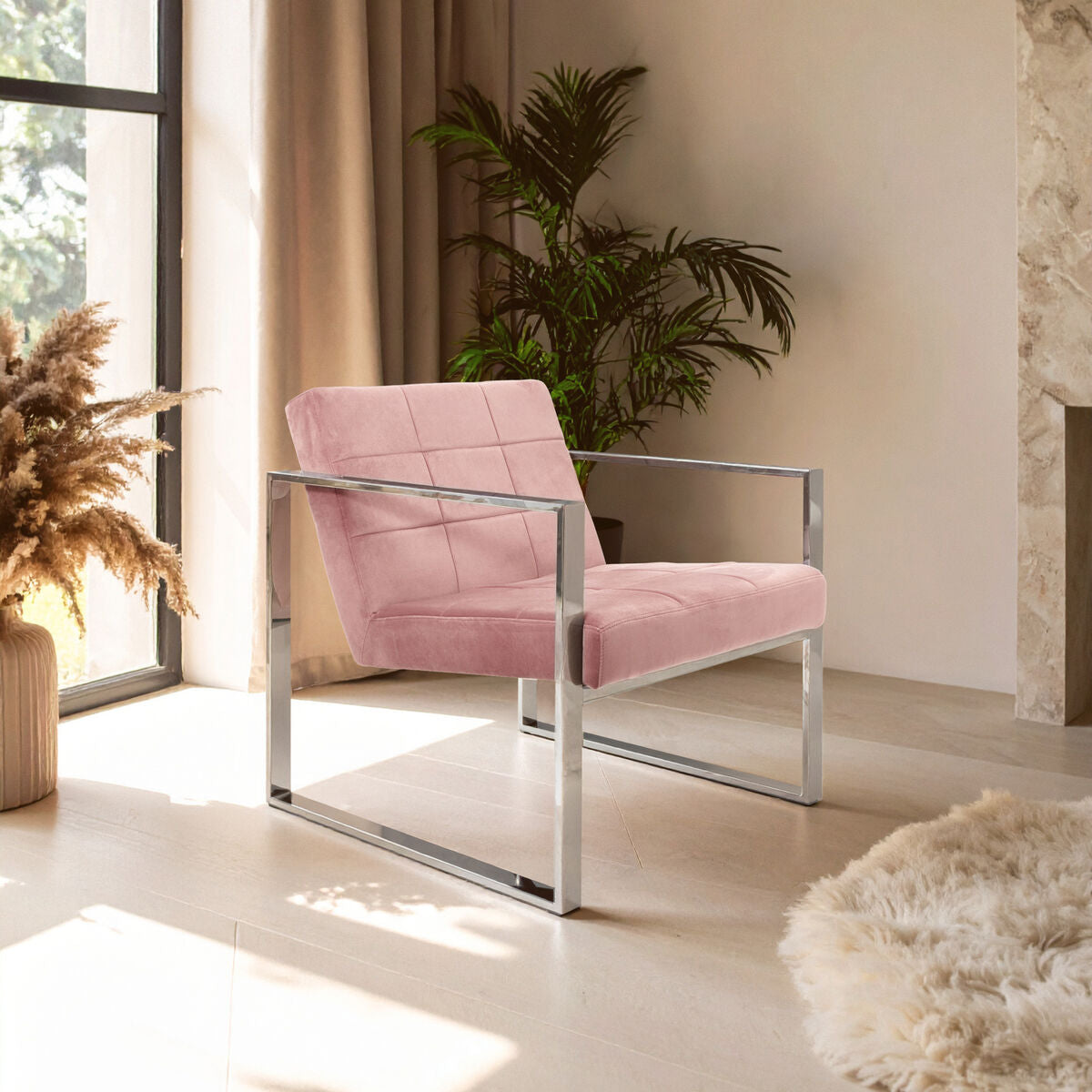 Vogue Pink Velvet Lounge Chair
