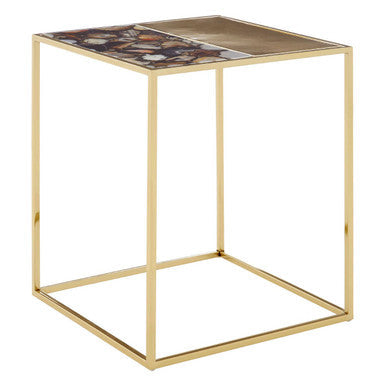 Square Agate Top Table with Gold Steel Frame | Vita
