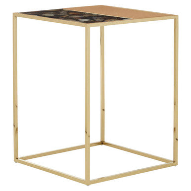 Square Agate Top Table with Gold Steel Frame | Vita