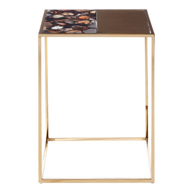 Square Agate Top Table with Gold Steel Frame | Vita