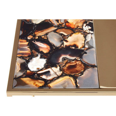 Square Agate Top Table with Gold Steel Frame | Vita