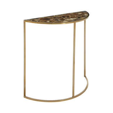 Vita Half Moon Console Table With Black Agate Top