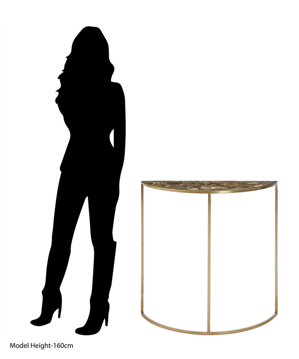 Vita Half Moon Console Table With Black Agate Top