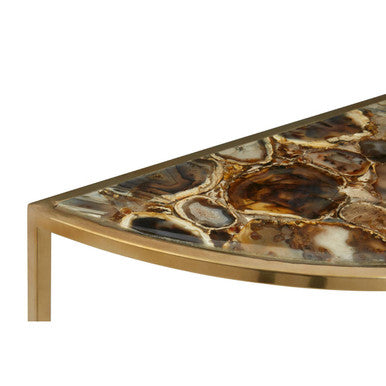 Vita Half Moon Console Table With Black Agate Top