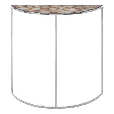 Vita Half Moon Console Table With White Agate Top