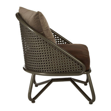 New Foundry Brown Leather Effect Chair with Lattice Design