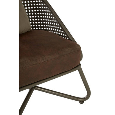 New Foundry Brown Leather Effect Chair with Lattice Design