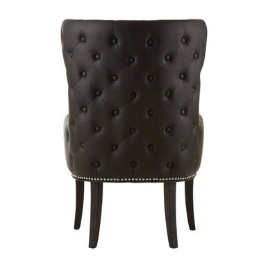 Doucet Natural Fabric Armchair with Black Faux Leather Back