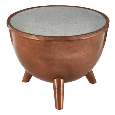 Crest Copper Finish White Marble Top Table