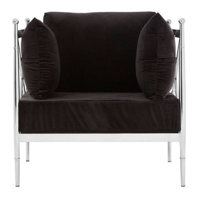 Novo Black Velvet Chair with Silver Metal Frame