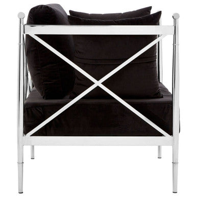 Novo Black Velvet Chair with Silver Metal Frame