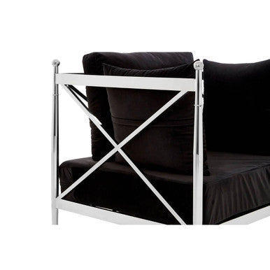 Novo Black Velvet Chair with Silver Metal Frame