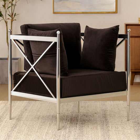 Novo Black Velvet Chair with Silver Metal Frame