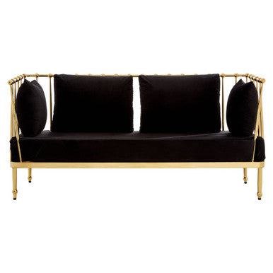 2 Seater Gold Finish Tapered Arms Sofa, Novo