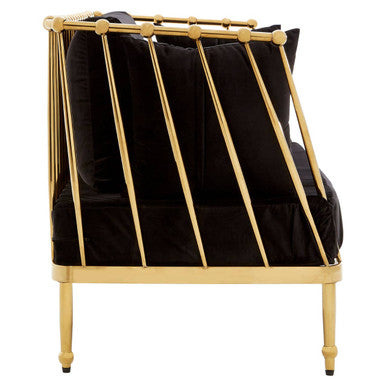 2 Seater Gold Finish Tapered Arms Sofa | Novo