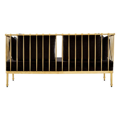 Novo 2 Seat Gold Finish Tapered Arms Sofa