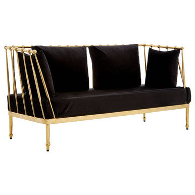 2 Seater Gold Finish Tapered Arms Sofa | Novo