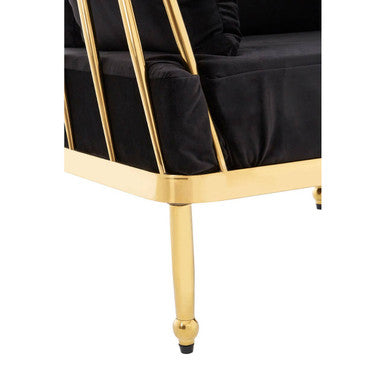 Novo 2 Seat Gold Finish Tapered Arms Sofa