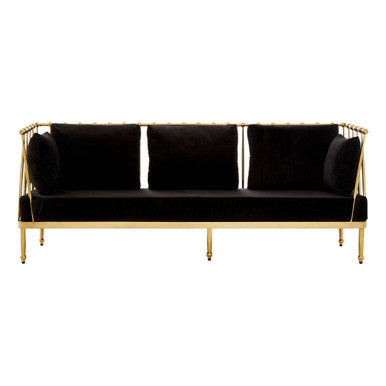 Novo 3 Seat Gold Finish Tapered Arms Sofa