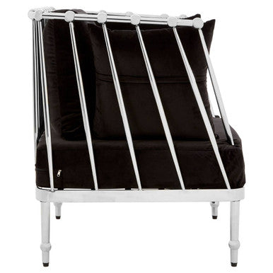 Novo Black Velvet Chair with Silver Frame
