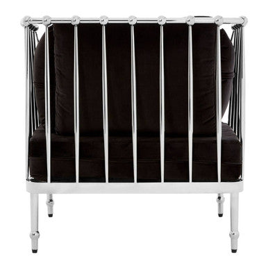 Novo Black Velvet Chair with Silver Frame