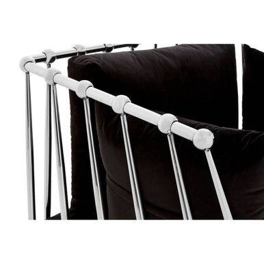 Novo Black Velvet Chair with Silver Frame